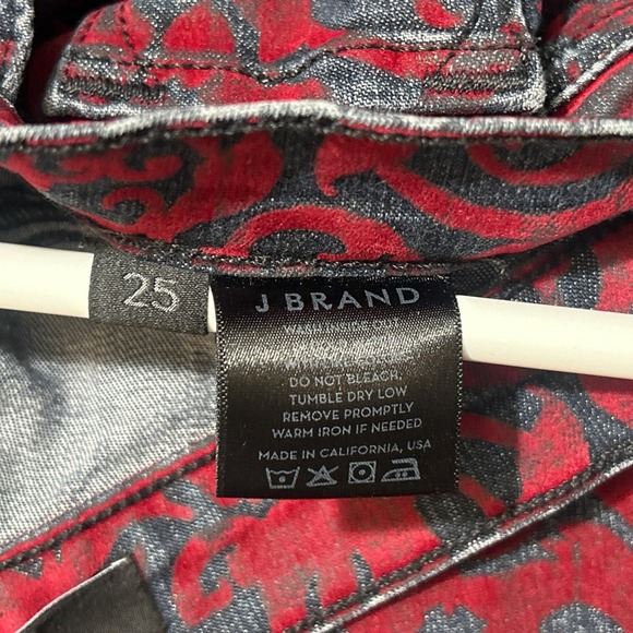J Brand Red Brocade Skinny Jeans Size 25 | Style 811T6 IMB | Made‎ in USA - Picture 6 of 10